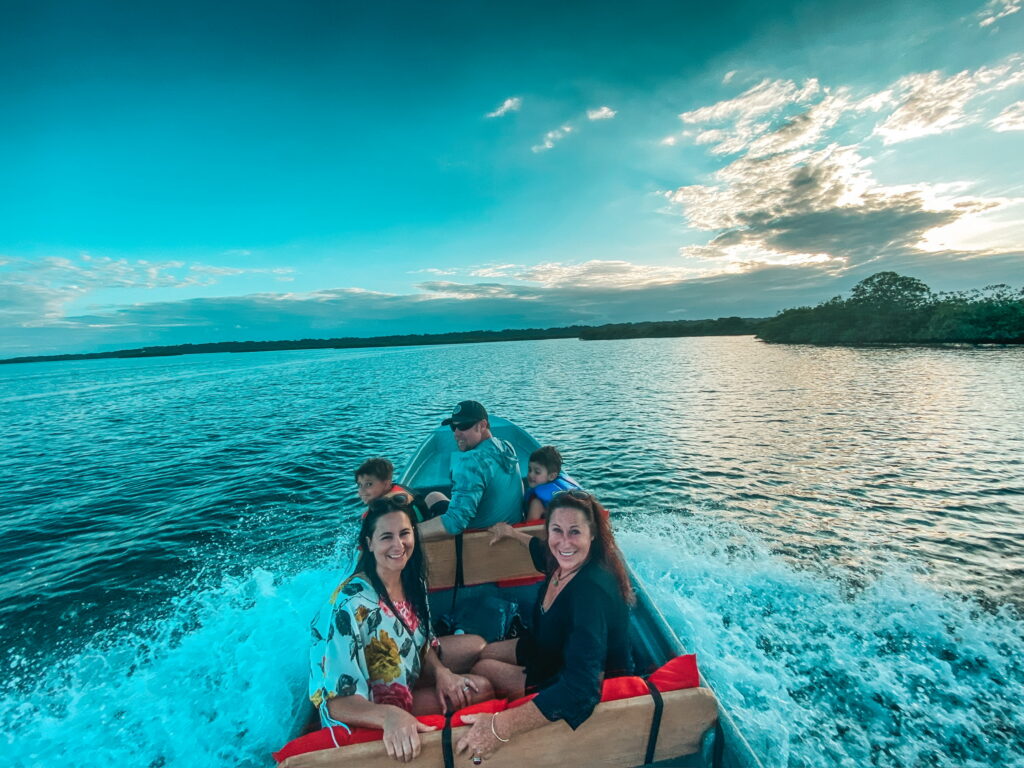 Danielle Cherewyk in a boat on vacation with her family